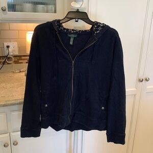 Ralph Lauren Blue Cotton Zip Hoodie Sweatshirt Size XL